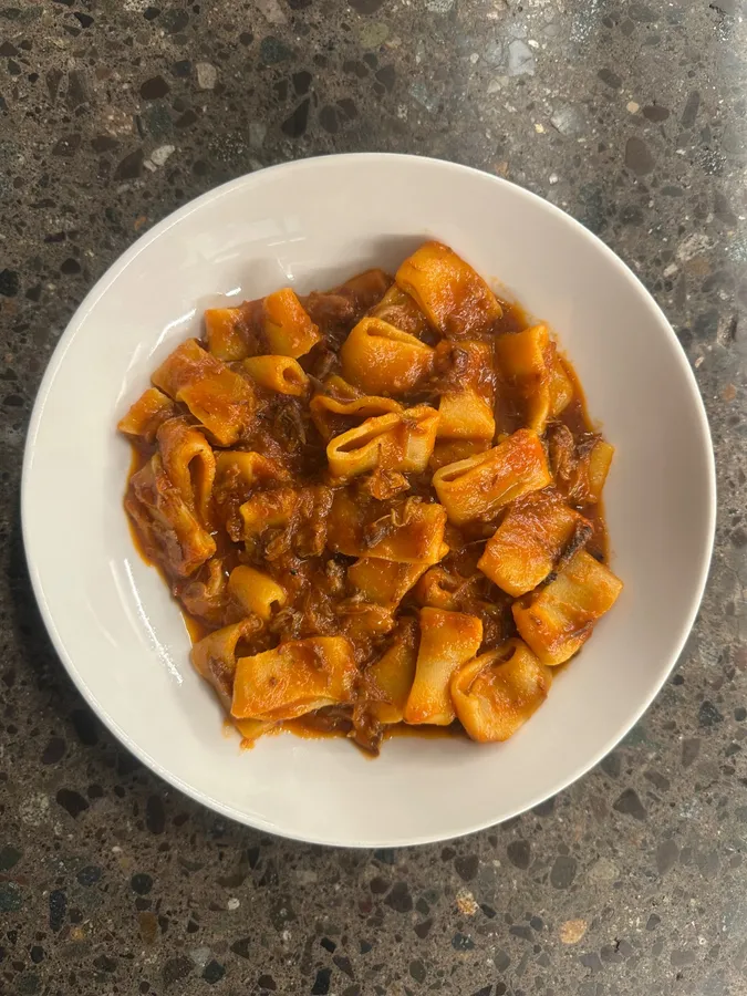 Paccheri salsa cola de buey