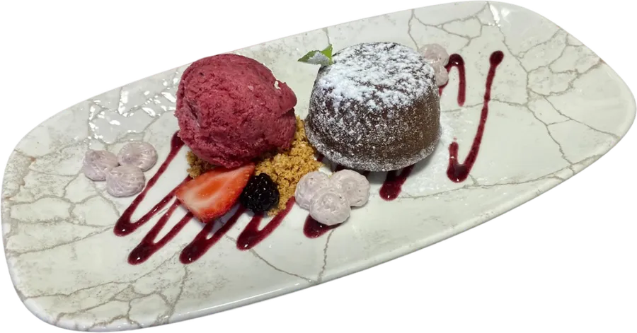 VOLCÁN DE CHOCOLATE Y HELADO