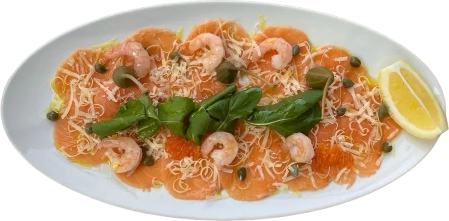 Carpaccio Salmón-Camarón 
