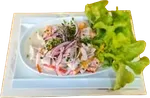 Ceviche de salmón y camarón