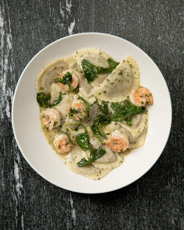 Mezzelune Funghi Rucula Gamberetti