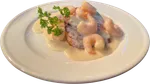 Salmón con salsa camarones